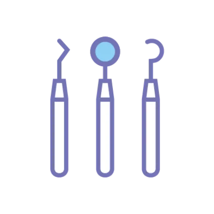 歯科用器具で歯をクリーニングするアイコン